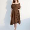 imageCharmian Womens Renaissance Medieval Off Shoulder Ruffle Sleeve Midi DressBrown