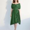 imageCharmian Womens Renaissance Medieval Off Shoulder Ruffle Sleeve Midi DressGreen