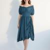 imageCharmian Womens Renaissance Medieval Off Shoulder Ruffle Sleeve Midi DressSky Blue