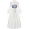 imageCharmian Womens Vintage Renaissance Cotton Floral Corset Dress with SleevesWhiteBlue