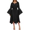 imageCharmian Womens Vintage Renaissance Off Shoulder Bell Sleeve High Low DressBlack