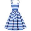 imageCharmian Womens 1950s Vintage ALine Bowknot Spaghetti Strap Rockabilly DressBlue