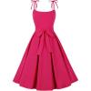 imageCharmian Womens 1950s Vintage ALine Bowknot Spaghetti Strap Rockabilly DressFuchsia
