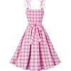 imageCharmian Womens 1950s Vintage ALine Bowknot Spaghetti Strap Rockabilly DressPink