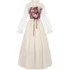 imageCharmian Womens Vintage Renaissance Cotton Floral Corset Dress with SleevesBeige