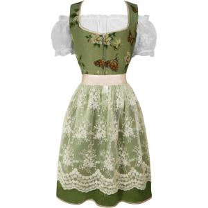 imageCharmian Womens Oktoberfest Costume Vintage Floral Folk Bavarian Dirndl DressGreen