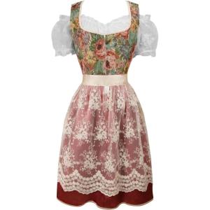imageCharmian Womens Oktoberfest Costume Vintage Floral Folk Bavarian Dirndl DressRed