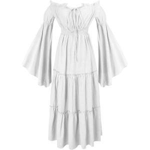 imageCharmian Womens Renaissance Medieval Off Shoulder Long Sleeve Peasant DressWhite