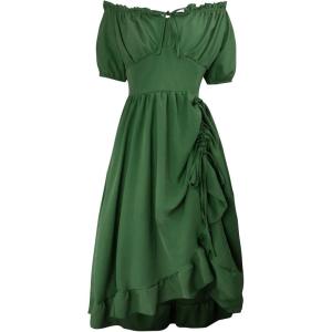 imageCharmian Womens Renaissance Medieval Off Shoulder Ruffle Sleeve Midi DressGreen