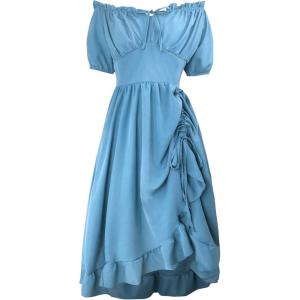 imageCharmian Womens Renaissance Medieval Off Shoulder Ruffle Sleeve Midi DressLight Blue