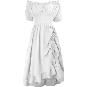 imageCharmian Womens Renaissance Medieval Off Shoulder Ruffle Sleeve Midi DressWhite