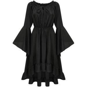 imageCharmian Womens Vintage Renaissance Off Shoulder Bell Sleeve High Low DressBlack