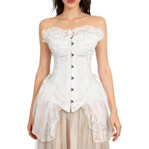 imageCharmian Womens Sexy Corset Bustier Dress Gothic Victorian Cosplay Party OutfitWhite