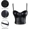 imageCharmian Womens Spaghetti Straps PU Leather Bustier Crop TopBlack