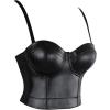 imageCharmian Womens Spaghetti Straps PU Leather Bustier Crop TopBlack