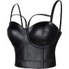 imageCharmian Womens Spaghetti Straps PU Leather Bustier Crop TopMatt Black