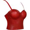 imageCharmian Womens Spaghetti Straps PU Leather Bustier Crop TopRed