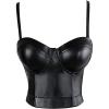 imageCharmian Womens Spaghetti Straps PU Leather Bustier Crop TopBlack