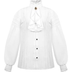 imageCharmian Mens Gothic Victorian Long Sleeve Ruffled Pirate Shirt with Buttons