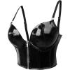 imageCharmian Womens Punk Gothic PU Leather Push Up Corset Bra Bustier Crop TopBlackzipper