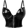 imageCharmian Womens Punk Gothic PU Leather Push Up Corset Bra Bustier Crop TopBlackzipper