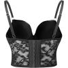 imageCharmian Womens Punk Gothic PU Leather Push Up Corset Bra Bustier Crop TopBlackzipper