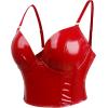 imageCharmian Womens Punk Gothic PU Leather Push Up Corset Bra Bustier Crop TopRedsleek