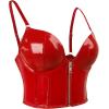 imageCharmian Womens Punk Gothic PU Leather Push Up Corset Bra Bustier Crop TopRedzipper