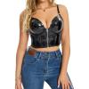 imageCharmian Womens Punk Gothic PU Leather Push Up Corset Bra Bustier Crop TopBlackzipper