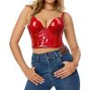imageCharmian Womens Punk Gothic PU Leather Push Up Corset Bra Bustier Crop TopRedsleek