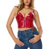 imageCharmian Womens Punk Gothic PU Leather Push Up Corset Bra Bustier Crop TopRedzipper