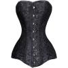 imageCharmian Womens 26 Steel Boned Cotton Long Torso Hourglass Body Shaper CorsetSatin Black