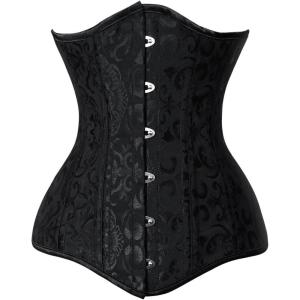 imageCharmian Womens 26 Steel Boned Cotton Long Torso Hourglass Body Shaper Corset26heavysteelblack