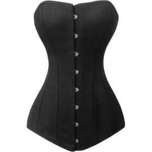 imageCharmian Womens 26 Steel Boned Cotton Long Torso Hourglass Body Shaper CorsetBlack