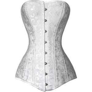 imageCharmian Womens 26 Steel Boned Cotton Long Torso Hourglass Body Shaper CorsetSatin White