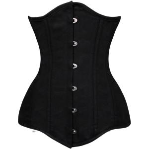 imageCharmian Womens 26 Steel Boned Cotton Long Torso Hourglass Body Shaper CorsetUnderbust Black