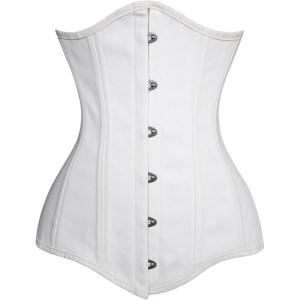 imageCharmian Womens 26 Steel Boned Cotton Long Torso Hourglass Body Shaper CorsetUnderbustwhite