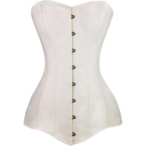 imageCharmian Womens 26 Steel Boned Cotton Long Torso Hourglass Body Shaper CorsetWhite