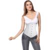 imageCharmian Womens 26 Steel Boned Cotton Long Torso Hourglass Body Shaper CorsetUnderbustwhite