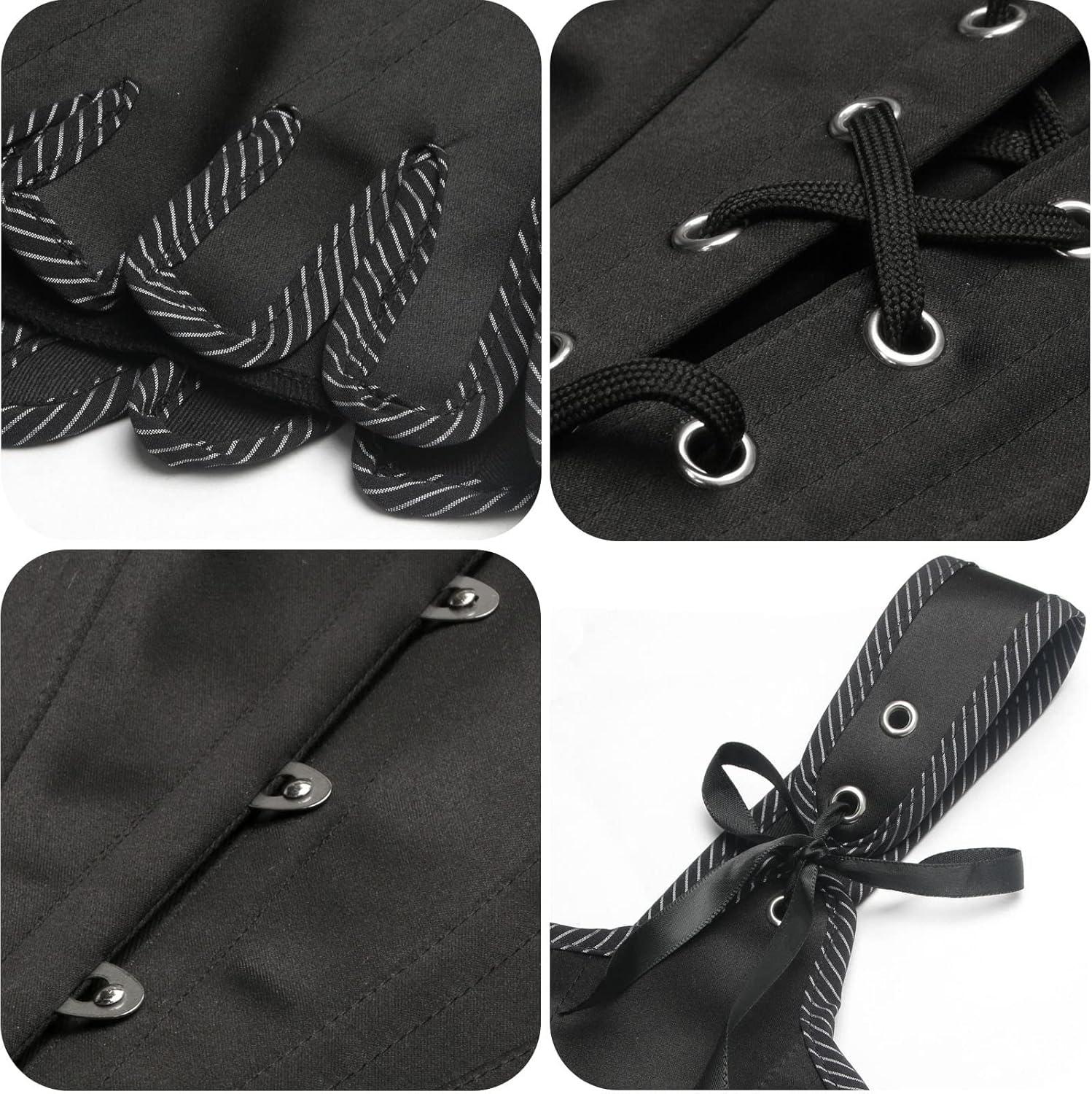 image:imageCharmian Womens Victorian Vintage Brocade Lace Up Bustier Overbust Corset TopBlack