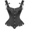 image:imageCharmian Womens Victorian Vintage Brocade Lace Up Bustier Overbust Corset TopBlack