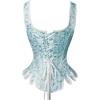 image:imageCharmian Womens Victorian Vintage Brocade Lace Up Bustier Overbust Corset TopBlueplastic Bones