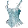 image:imageCharmian Womens Victorian Vintage Brocade Lace Up Bustier Overbust Corset TopBlueplastic Bones