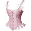 image:imageCharmian Womens Victorian Vintage Brocade Lace Up Bustier Overbust Corset TopPinkplastic Bones