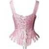 image:imageCharmian Womens Victorian Vintage Brocade Lace Up Bustier Overbust Corset TopPinkplastic Bones