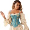 image:imageCharmian Womens Victorian Vintage Brocade Lace Up Bustier Overbust Corset TopBlueGold