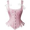 image:imageCharmian Womens Victorian Vintage Brocade Lace Up Bustier Overbust Corset TopPinkplastic Bones