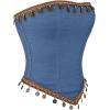 image:imageCharmian Womens Denim Tassel Strapless Bohemian Overbust Corset Tube TopBlue