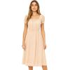 image:imageCharmian Womens Elegant Square Neck Puff Sleeve Aline Midi Dress with Lace HemApricot
