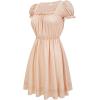 image:imageCharmian Womens Elegant Square Neck Puff Sleeve Aline Midi Dress with Lace HemApricot